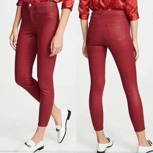 L'AGENCE Marguerite High Rise Red Coated Skinny Jeans Size 25